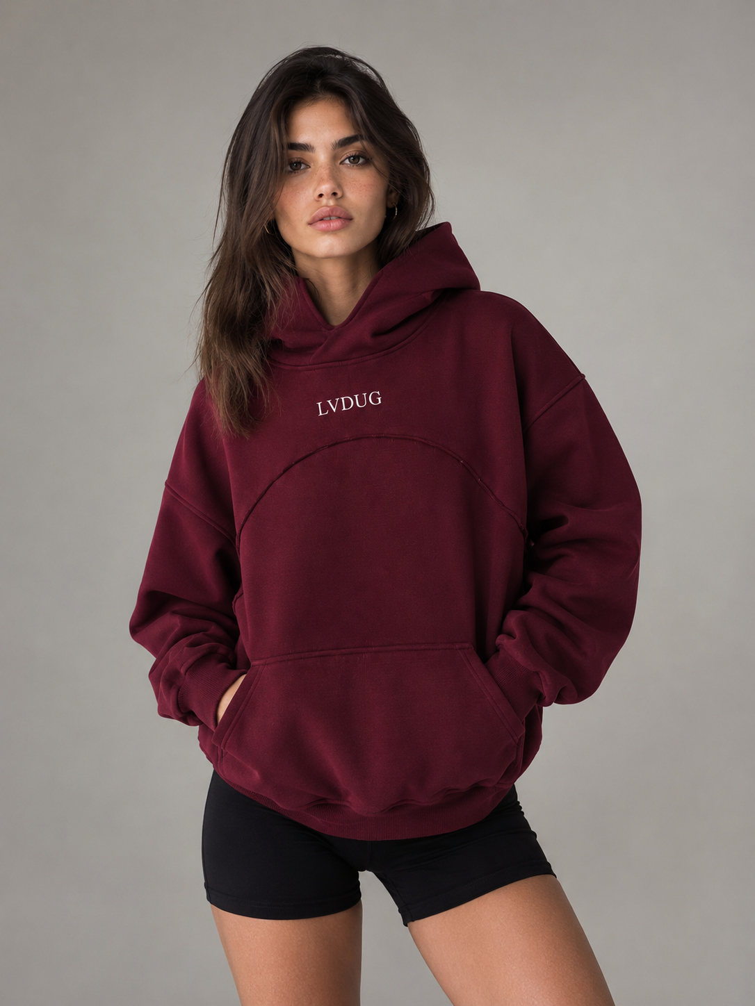 Polerón Oversize Heavyweight Rojo Burdedo con Cuello / LVDUG®