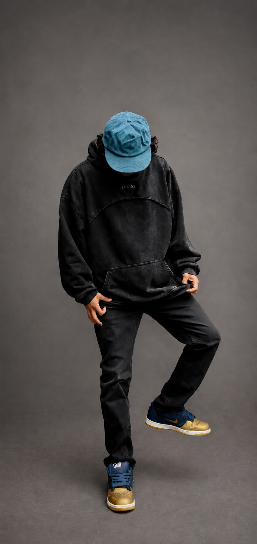 LVDUG® Heavyweight Hoodie Neck (gris con cuello)