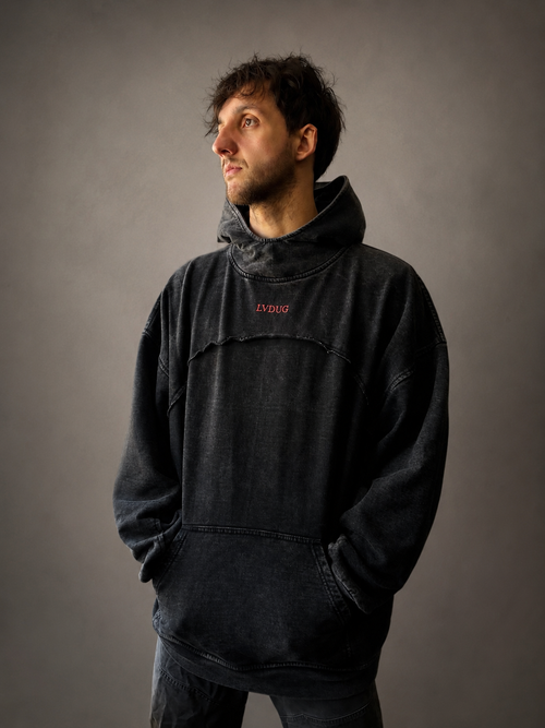 LVDUG® Heavyweight Hoodie Neck (gris con cuello)