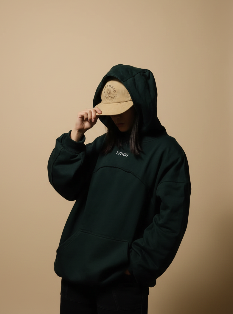 Polerón Oversize Heavyweight Verde con Cuello / LVDUG®